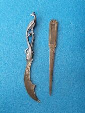 Vtg 2 WW2  Peacock Dagger And Brass/Copper Antique Ornate Envelope Openers.OBO  picture