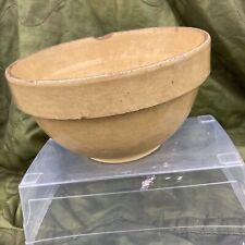 Antique Vintage Pottery Stoneware Yellow Ware 10.5” Mixing Bowl picture