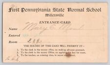Pennsylvania First Normal School Entrance Card Postcard Card Size Antique 1912 picture