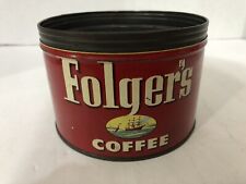 Vintage 1952 Folgers Coffee Tin Can Advertising KC HOUSTON SAN FRAN PORTLAND picture