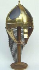 MEDIEVAL HISTORICAL BATTLE HELMET IN STEEL AND BRASS FINISH. ( WITHOUT STAND ) picture
