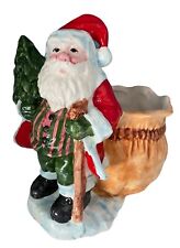 Vintage Ceramic Santa Claus Planter Hand Painted Rosy Pink Cheeks And Nose 8” picture