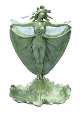 Beautiful Art Nouveau Double-Sided Lady Vase by Carlier w/ Original Glass Insert picture