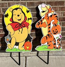2 Vintage Halloween JMC Impact Plastics Yard Art Signs Stakes Tigger Pooh 2001 picture