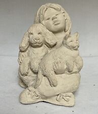 1997 Austin Sculpture Dee Crowley “Arms Full Of Love” Girl W/ Dog & Cat Figurine picture