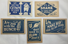 Lot of 5 Vintage Postcards (c. 1907) One-Color Lithograph With Sayings Unused picture