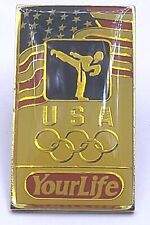 Vintage Collectible Olympic USA Your Life Colorful Metal Pin - Martial Arts picture