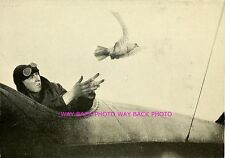 WWI IMAGE OF PILOT RELEASING HOMING PIGEON BEHIND GERMAN LINES - REPRINT picture