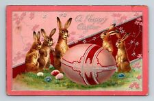 A Happy Easter Raphael Tuck's Chicks Bunnies Series 713 Bunny Egg Postcard picture