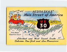 Postcard Nebraskas' Main Street of America US 30 Cornhusker State USA Greetings picture