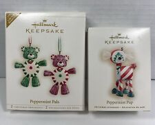 Hallmark Ornament 2006 Peppermint Pals New & 2007 Peppermint Pup Pre Owned picture