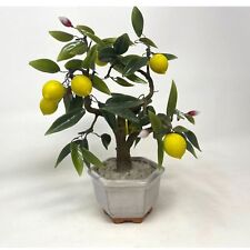 Vintage Jade Glass Lemon Bonsai Tree Figure Flowers And Fruits Japan? Excellent picture