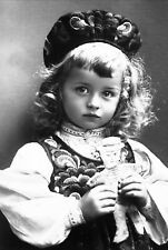 Black and White Photo Little Girl with Toy Doll Portrait  Photo Reprint A-11 picture