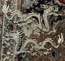 Solid Brass Dragon Wall Hanging Sculpture Set of 2, Asian- Oriental Decor picture