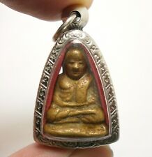 POWERFUL LP NGERN REAL AMULET BLESSED 1910s THAI BUDDHA SIAM LUCKY RICH PENDANT picture