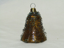 German Antique Wire Wrapped Feather Tree Bell Christmas Ornament Vintage 1930's picture