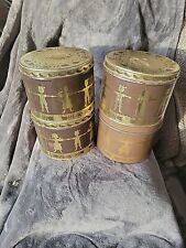 4 Vintage Swiss Miss Gold  Brown Instant Cocoa Mix Tin Kitchen Storage Container picture