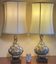Pair LL Loevsky & Loevsky WMC Large Hollywood Regency Lamps Glass Base 32.5” picture