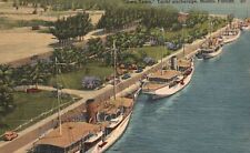 Vintage Postcard 1947 Downtown Yacht Anchorage Skyline Shadow Miami Florida FL picture