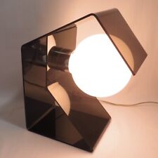 Vintage Mid Century Table Lamp Bent Smoke Lucite  picture