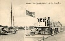 ca 1910-20 Bay Shore Long Island NY postcard, Steamer Point O' Woods, steamboat picture