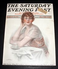 1917 MAR 24, OLD SATURDAY EVENING POST MAGAZINE COVER (ONLY) CLA. UNDERWOOD ART picture