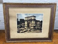 C.1900 Arch of Titus Print, Period Wood Frame ~ Roman Ruins, Still Standing picture