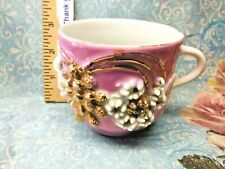Antique German Fuschia Coffee / Teacup Embossed / Floral Decor 3