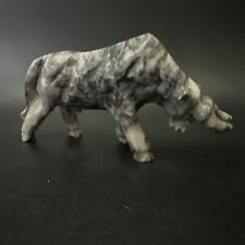 Vintage Charging Bull Marble Sculpture Hand Carved Mexico Figurine picture