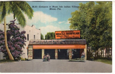 LINEN Postcard      MUSA ISLE INDIAN VILLAGE  -  MIAMI, FLORIDA picture