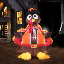 5ft Thanksgiving Inflatable LED Lighted Turkey w/ Hat Blow up Lawn Yard Deco picture