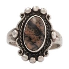 NATIVE AMERICAN BELL TRADING POST STERLING SILVER PETRIFIED WOOD RING 6.5 picture