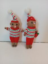 Vintage Knit Bear Set Of 2 Ornaments picture