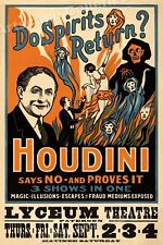 Houdini Seance Fraud 1909 Do Spirits Return? Magic Poster 24x36 picture