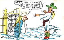 Postcard TX Texan in Heaven It Won't Be Like Texas Chrome Vintage PC J2581 picture