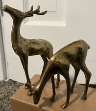 Pair of 2 Vintage Solid Brass Deer Set Buck & Doe , Used picture