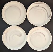 Set 4 Artisanal Kitchen Supply Coupe Grey & White Marble Swirl 8” Salad Plates picture
