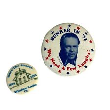 Vintage Another Meathead for Bunker 1972 Pinback Pin Button President & train picture