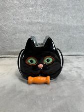 Ceramic Halloween Black Cat Basket Decor with Handle picture