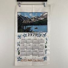 Vintage 1979 Calendar Linen Dish Tea Towel Bear Lake Estes Park Colorado Floral picture