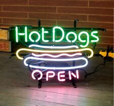 Hot Dogs Open Neon Light Sign Lamp Glass Decor Wall Space Bar Hanging 20