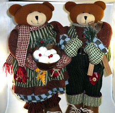 BEARS Plush Couple Christmas Holiday Winter 22 In Tall Decor Self Standing picture