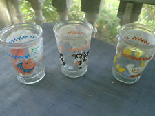 VTG BAMA Lot of 3 Jelly Jar Juice Glass 4”  Cow - Pig & Duck family picture
