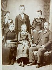 Family Man Woman Boy Girl Group Big Head Stand Cabinet Card B&W Photo picture
