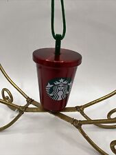 Starbucks Metallic Red Metal Aluminum Cold Cup Ornament picture