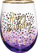 Spoontiques Happy Birthday Stemless Glass,Purple,20 ounces picture