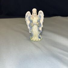 Small Vintage Porcelain Angel Figurine Blue White Halo 4” picture