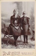 Cabinet Card Antique Photo Cute Little Girls ID'd Fuessinger Family Brooklyn NY picture