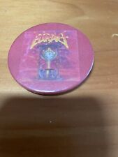 Vintage Athiest Piece Of Time Pinback Button Heavy Metal picture