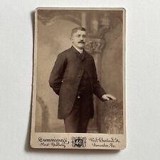 Antique Cabinet Card Photograph Dapper Man With Mustache Kind Eyes Lancaster PA picture